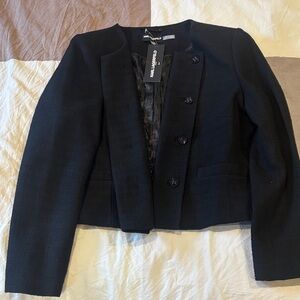 Karl Lagerfeld Black Textured Cropped Blazer